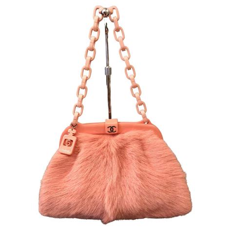 pink Chanel fur bag